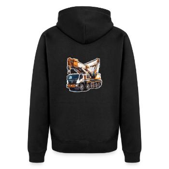 Kran / Baustelle / Seilwinde / Kransystem - Unisex Premium Bio Zip Hoodie - Schwarz - Hinten - Nico (187cm)