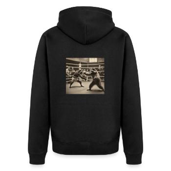 Waschbär / Tier / Foto / Wild / lustig / Räuber - Unisex Premium Bio Zip Hoodie - Schwarz - Hinten - Nico (187cm)
