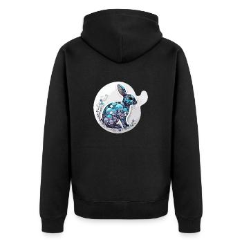 Tier in Seifenblase / kindlich / niedlich / Hase - Unisex Premium Bio Zip Hoodie - Schwarz - Hinten - Nico (187cm)