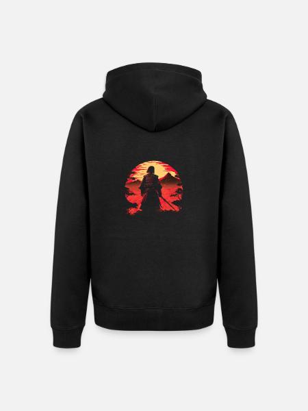 Samurai Krieger - Unisex Premium Bio Zip Hoodie - Schwarz