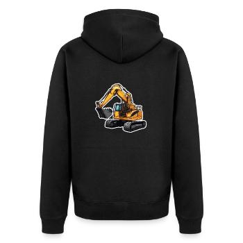 Bagger / Baustelle / Maschine /graben / Schaufel - Unisex Premium Bio Zip Hoodie - Schwarz - Hinten - Nico (187cm)