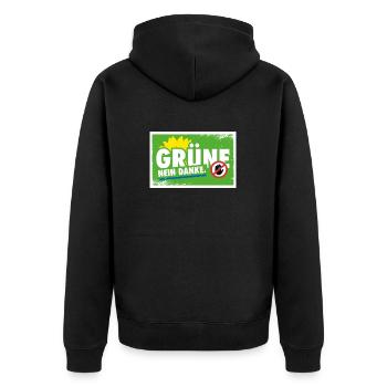 Grüne - Nein Danke. - Unisex Premium Bio Zip Hoodie - Schwarz - Hinten - Nico (187cm)