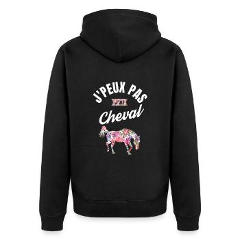 J Peux Pas J Ai Cheval - Veste à capuche bio Premium Unisexe - noir - Dos - Nico (187cm)
