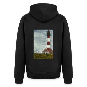 Phare Westerheversand North Sea Coast Moin Coast - Veste à capuche bio Premium Unisexe - noir - Dos - Nico (187cm)