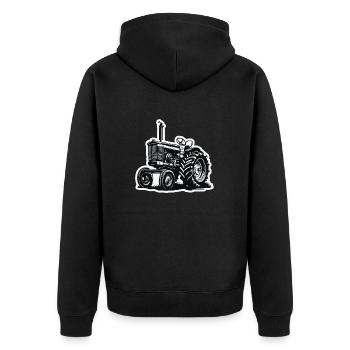Traktor / Landwirtschaft / Bauer / Feldarbeit - Unisex Premium Bio Zip Hoodie - Schwarz - Hinten - Nico (187cm)