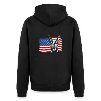 Doberman America Flag Dogs Wilsigns - Veste à capuche bio Premium Unisexe - noir - Dos - Nico (187cm)