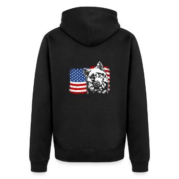Samoyed America Flag Dog Dogs Wilsigns - Unisex Premium Organic Zip Hoodie - black - Back - Nico (187cm)