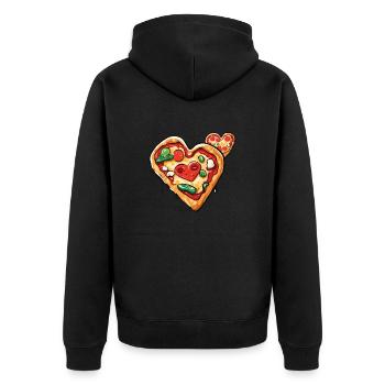 Pizza / Fast Food / Italienisch / Margherita - Unisex Premium Bio Zip Hoodie - Schwarz - Hinten - Nico (187cm)