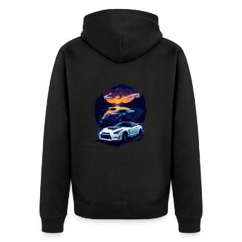 Klassischer Sportwagen - Unisex Premium Bio Zip Hoodie - Schwarz - Hinten - Nico (187cm)