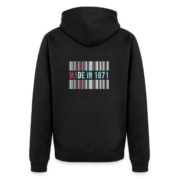 1971 birthday 51 years 51st anniversary retro barcode - Unisex Premium Organic Zip Hoodie - black - Back - Nico (187cm)