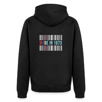 1973 birthday 49 years 49th anniversary retro barcode - Unisex Premium Organic Zip Hoodie - black - Back - Nico (187cm)