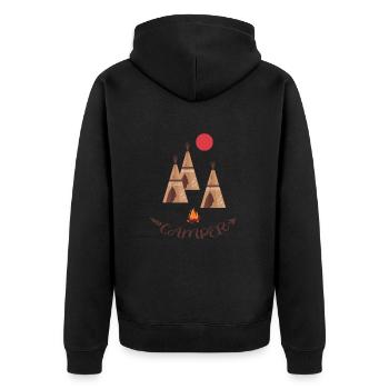 camping indianderzelt biwak outdoor camping - Unisex Premium Organic Zip Hoodie - black - Back - Nico (187cm)