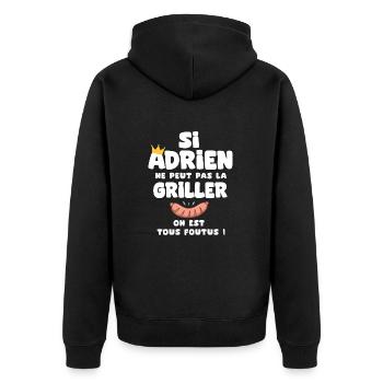 Adrien roi barbecue cadeau adrien fêtes - Veste à capuche bio Premium Unisexe - noir - Dos - Nico (187cm)