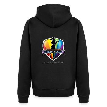 Gaywaltbereite Queerschläger - Gay rage - Unisex Premium Organic Zip Hoodie - black - Back - Nico (187cm)