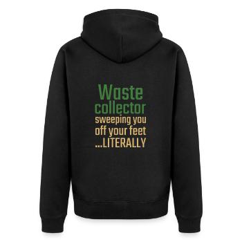Waste collector Valentinstag Sweeping you - Unisex Premium Bio Zip Hoodie - Schwarz - Hinten - Nico (187cm)