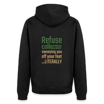 Refuse collector Valentinstag Sweeping you - Unisex Premium Bio Zip Hoodie - Schwarz - Hinten - Nico (187cm)