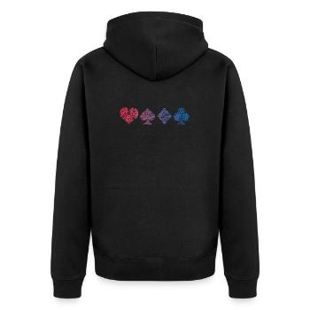 Kartenspiel Kritzelei Schafkopf Kartenspieler - Unisex Premium Bio Zip Hoodie - Schwarz - Hinten - Nico (187cm)