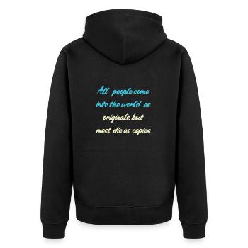Menschen Spruch - Unisex Premium Bio Zip Hoodie - Schwarz - Hinten - Nico (187cm)