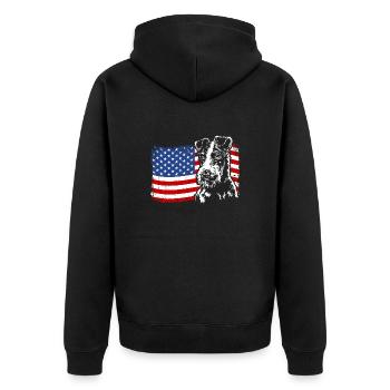 Wire Fox Terrier America Flag Dogs Wilsigns - Unisex Premium Organic Zip Hoodie - black - Back - Nico (187cm)