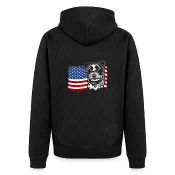 Jack Russell Terrier America Flag Dogs Wilsigns - Unisex Premium Organic Zip Hoodie - black - Back - Nico (187cm)