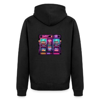 Slot Machine / One-Armed Bandit / Casino / Win - Unisex Premium Organic Zip Hoodie - black - Back - Nico (187cm)