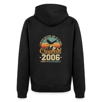 Original Since 2006 Vintage Birthday Gift - Unisex Premium Organic Zip Hoodie - black - Back - Nico (187cm)