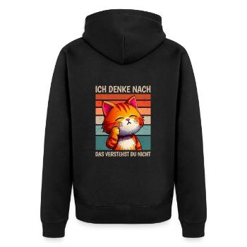 Katze Spruch Lustig Sarkasmus Meme - Unisex Premium Bio Zip Hoodie - Schwarz - Hinten - Nico (187cm)