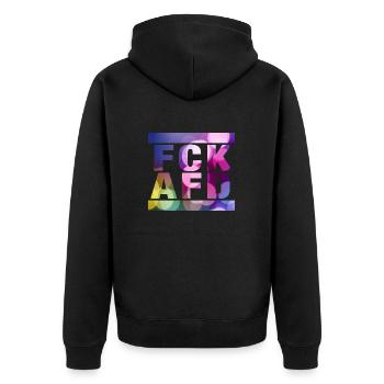 FCK AFD - Zeichen setzen gegen Rechts, Gegen Nazis - Unisex Premium Bio Zip Hoodie - Schwarz - Hinten - Nico (187cm)