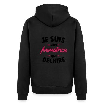 Je suis une Animatrice qui déchire - Veste à capuche bio Premium Unisexe - noir - Dos - Nico (187cm)