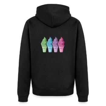 softeis in der waffel naschkatze nice ice - Unisex Premium Bio Zip Hoodie - Schwarz - Hinten - Nico (187cm)