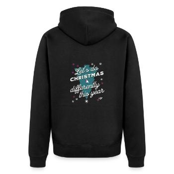 Let's do Christmas Differently This Year - Unisex Premium Organic Zip Hoodie - black - Back - Nico (187cm)