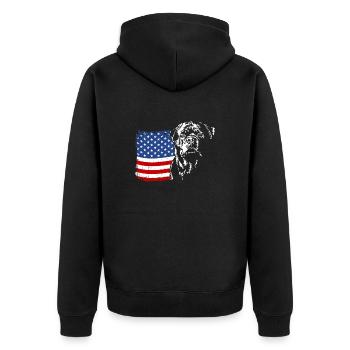 Rottweiler America Flag Dog Dogs Wilsigns - Unisex Premium Organic Zip Hoodie - black - Back - Nico (187cm)
