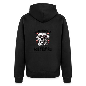 All Food Must Go To The Lab For Testing Labrador - Unisex Premium Organic Zip Hoodie - black - Back - Nico (187cm)