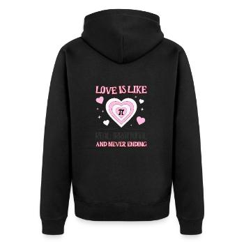 L’amour est comme Pi réel, irrationnel et sans fin - Veste à capuche bio Premium Unisexe - noir - Dos - Nico (187cm)
