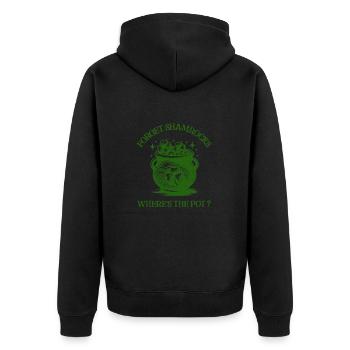 Oubliez les trèfles, où est le pot, lutin heureux - Veste à capuche bio Premium Unisexe - noir - Dos - Nico (187cm)