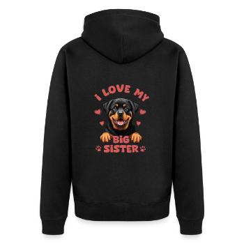 I love my big sister Rottweiler enfant bébé chien - Veste à capuche bio Premium Unisexe - noir - Dos - Nico (187cm)