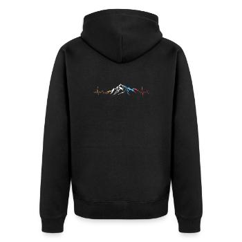 Berge Wandern Bergsteigen Herzschlag - Unisex Premium Bio Zip Hoodie - Schwarz - Hinten - Nico (187cm)