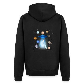 Space,Dog,Dog,UFO,Planet,Spaceship - Unisex Premium Organic Zip Hoodie - black - Back - Nico (187cm)