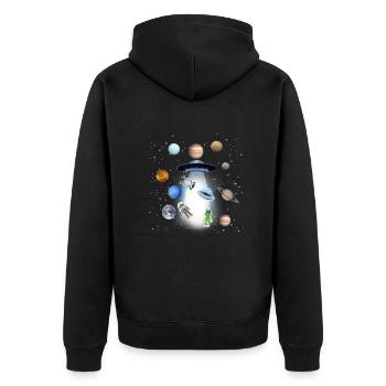 UFO,Space,Planet,Alien,Astronaut,Stars - Unisex Premium Organic Zip Hoodie - black - Back - Nico (187cm)
