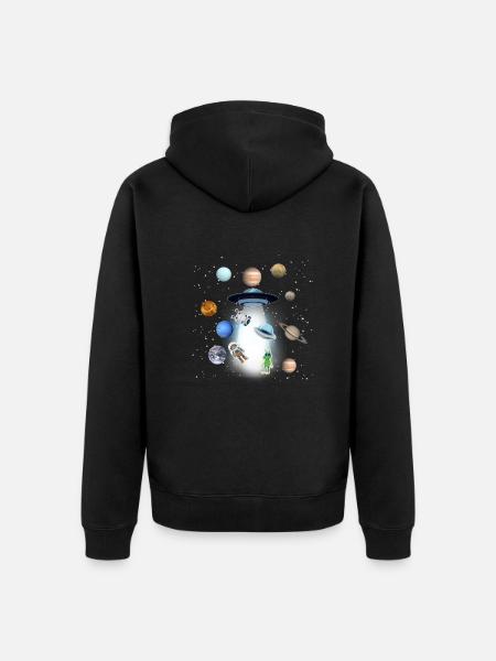 OVNI,Espace,Planète,Extraterrestre,Astronaute,Étoiles - Veste à capuche bio Premium Unisexe - noir