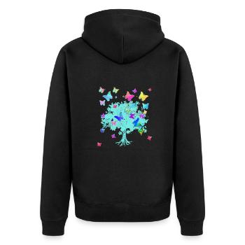 Tree of Life,Tree of Life,Flowers,Butterflies - Unisex Premium Organic Zip Hoodie - black - Back - Nico (187cm)