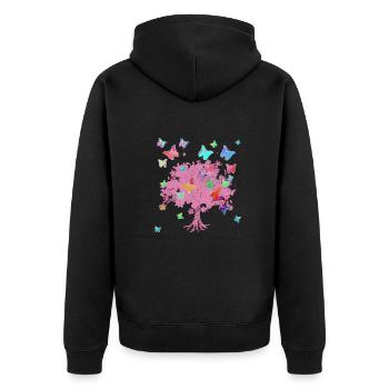 Tree of Life,Tree of Life,Flowers,Butterflies - Unisex Premium Organic Zip Hoodie - black - Back - Nico (187cm)