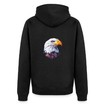 Adler Kopf Low Poly Logo Design - Unisex Premium Bio Zip Hoodie - Schwarz - Hinten - Nico (187cm)