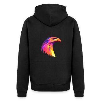 Eagle Head Low Poly Logo Design - Unisex Premium Organic Zip Hoodie - black - Back - Nico (187cm)