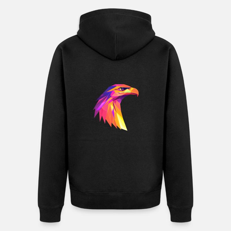 AdlerKopf Low Poly Logo Design - Unisex Premium Bio Zip Hoodie - Schwarz