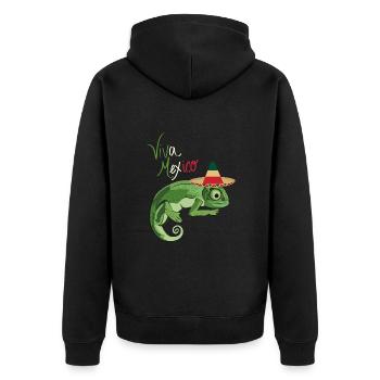 Viva Mexiko Sombrero - Unisex Premium Bio Zip Hoodie - Schwarz - Hinten - Nico (187cm)