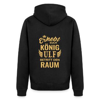 Name Ulf Geschenk Geburtstag lustig König Erhebt - Unisex Premium Bio Zip Hoodie - Schwarz - Hinten - Nico (187cm)
