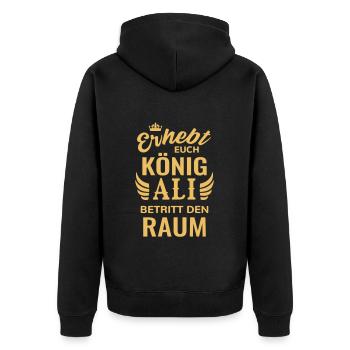 Name Ali Geschenk Geburtstag lustig König Krone - Unisex Premium Bio Zip Hoodie - Schwarz - Hinten - Nico (187cm)