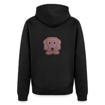 Dackel - Unisex Premium Bio Zip Hoodie - Schwarz - Hinten - Nico (187cm)