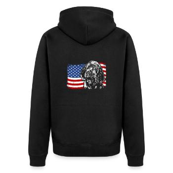 Spinone Italiano Amerika Fahne Hund Hunde Wilsigns - Unisex Premium Bio Zip Hoodie - Schwarz - Hinten - Nico (187cm)